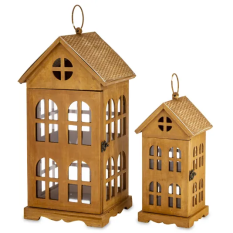 Lampion Drewniany Kpl. 2 Szt.