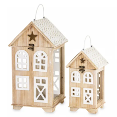 Lampion Drewniany Kpl. 2 Szt.
