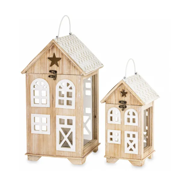 Lampion Drewniany Kpl. 2 Szt.